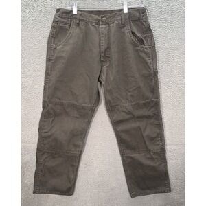 Key Pants Mens 36x30 Brown Duck Canvas Carpenter Double Knee Workwear Outdoors